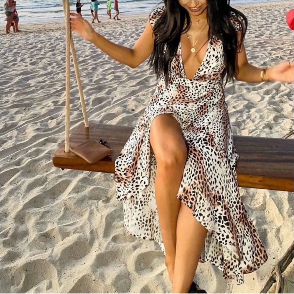 Leopard Print V-Neck Dress